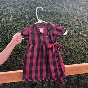 Cute checkered cross body dress for little girls